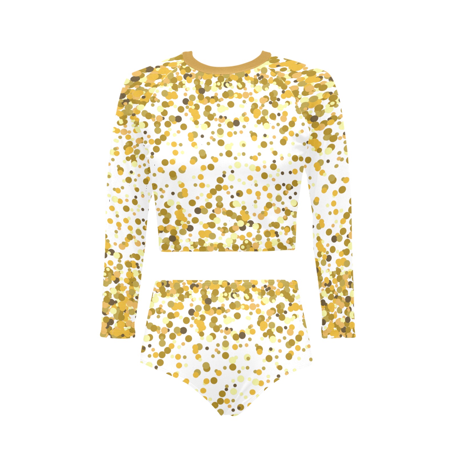 Gold Confetti Long Sleeve Bikini Set Model S Id D