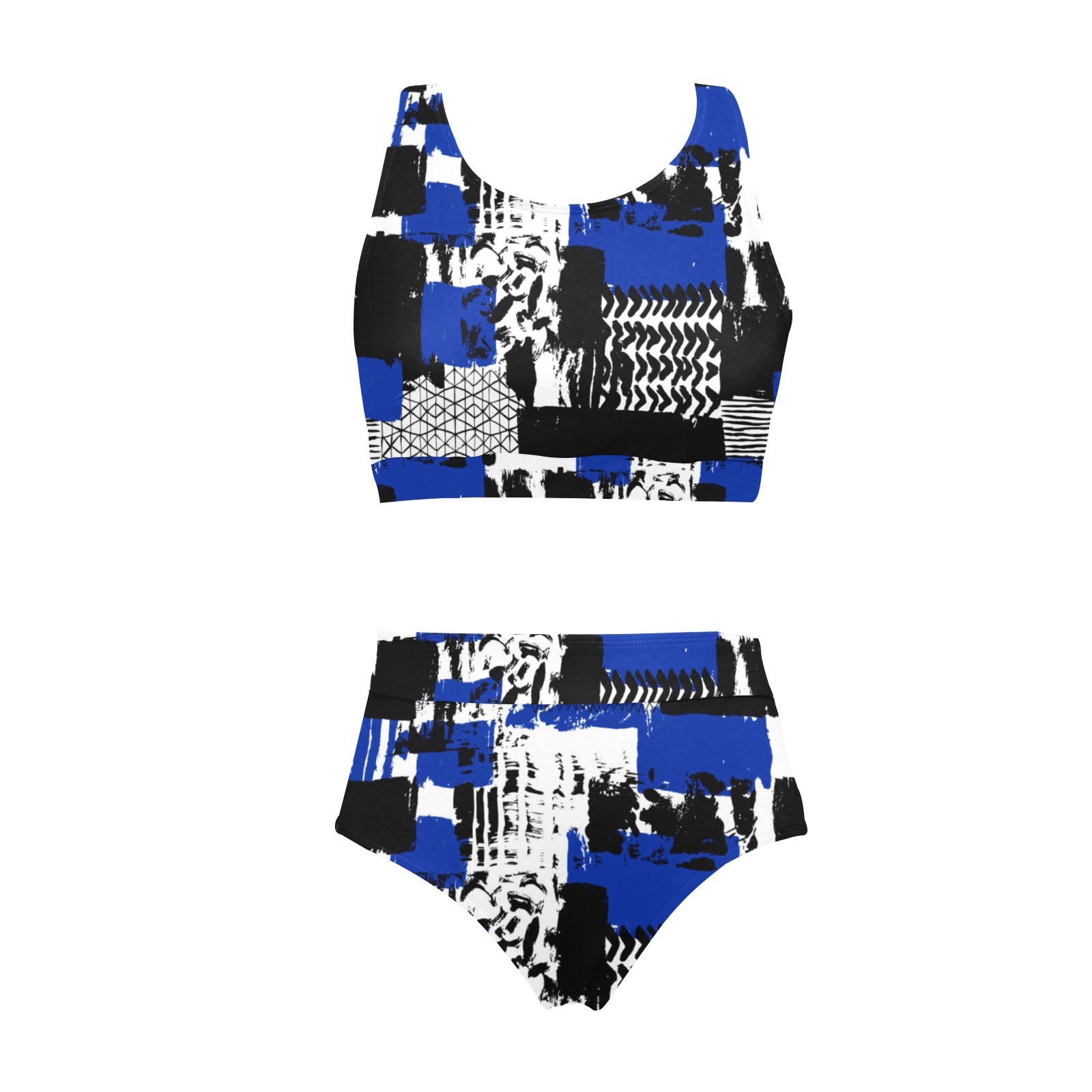 Modern Artistic Abstract Crop Top Bikini Set Model S ID D