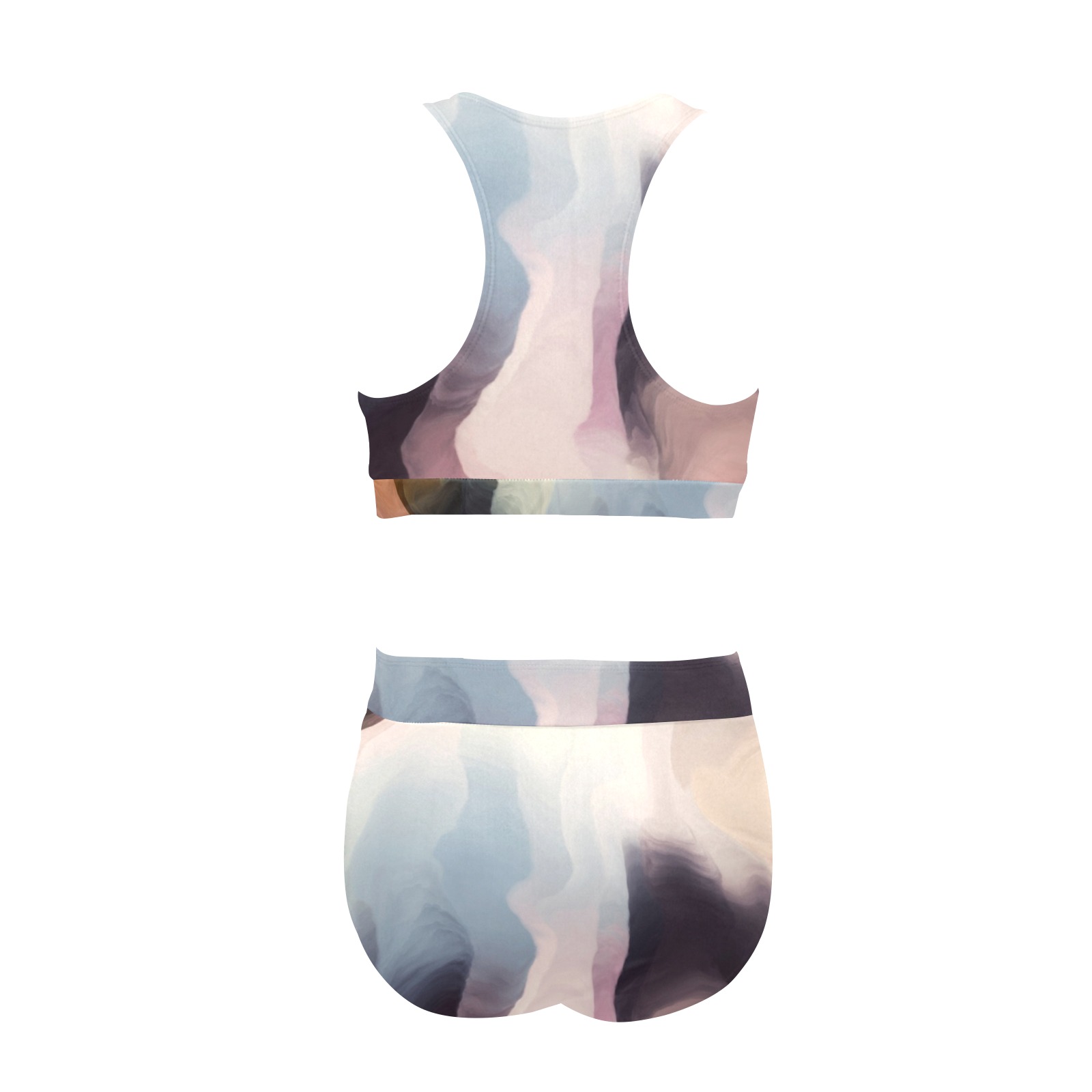 Digital Liquid Painting Crop Top Bikini Set Model S Id D