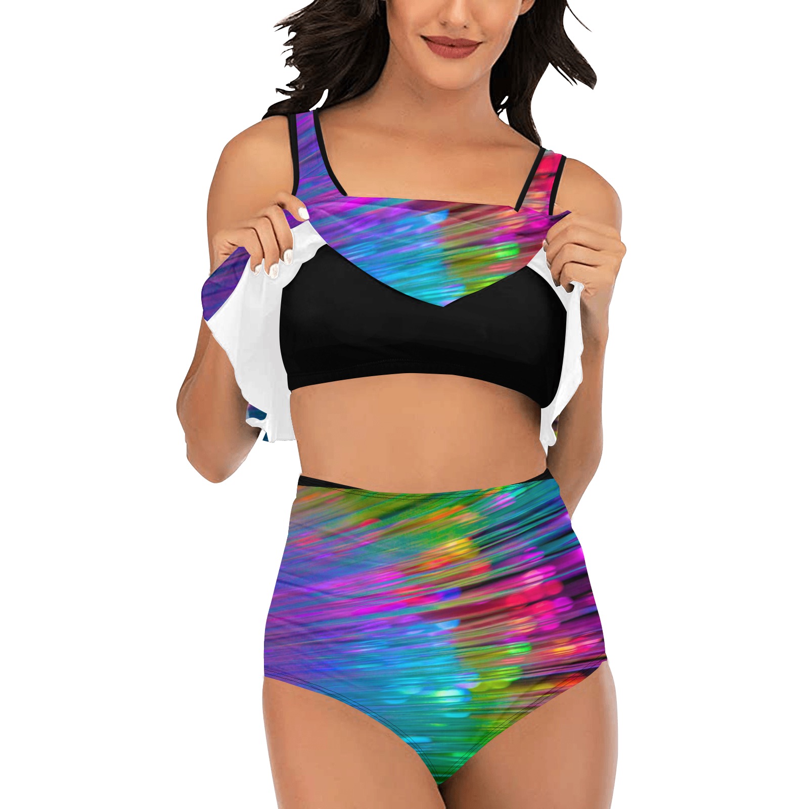 B High Waisted Flounce Bikini Set Model S Id D