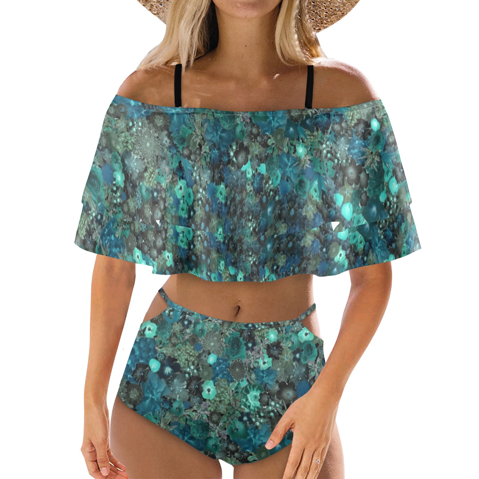 Frise Florale 24 Women S Ruffle Off Shoulder Bikini Swimsuit Model S45