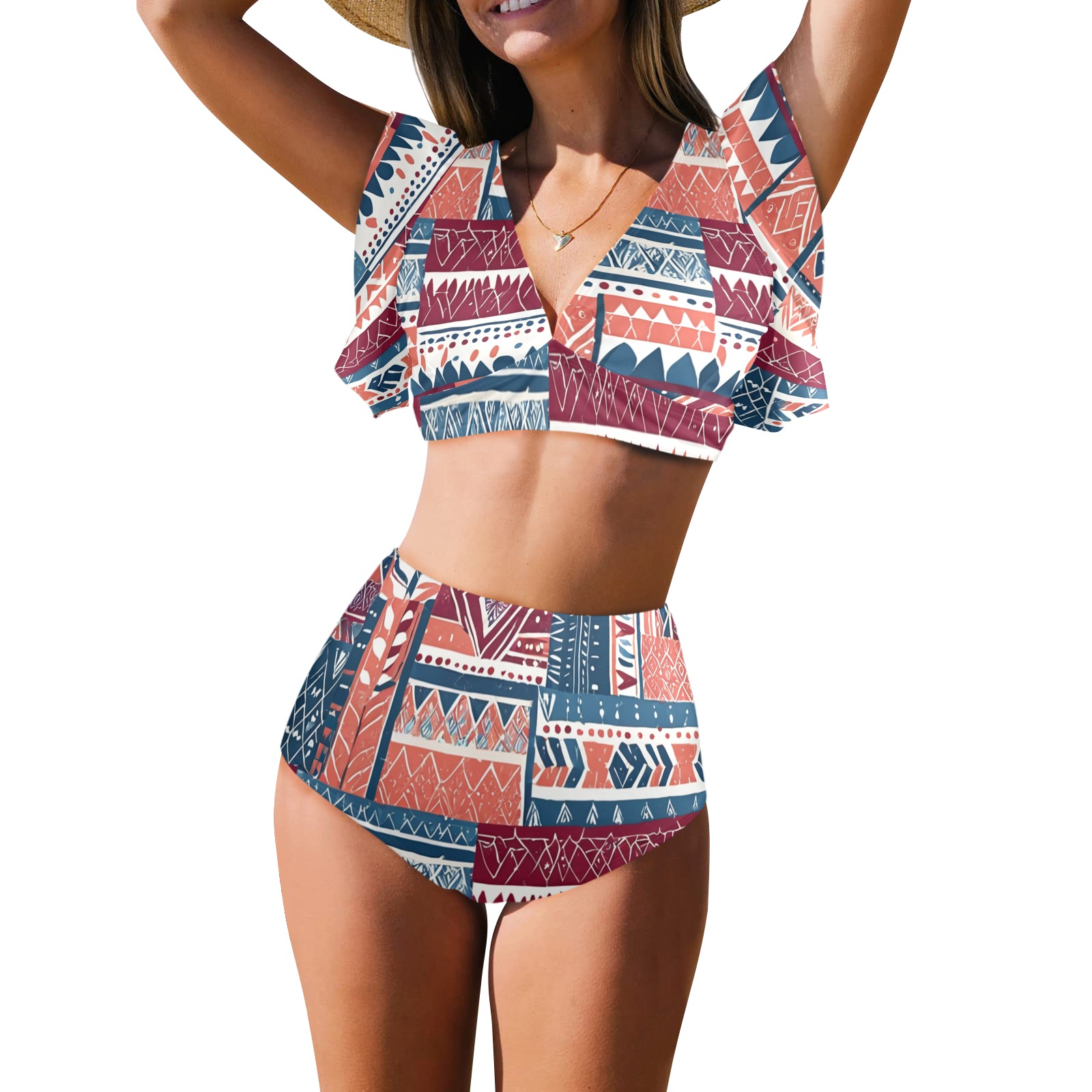 Tribal Collection 7 Women S Ruffle Sleeve Bikini Swimsuit Model S42 ID D7360171
