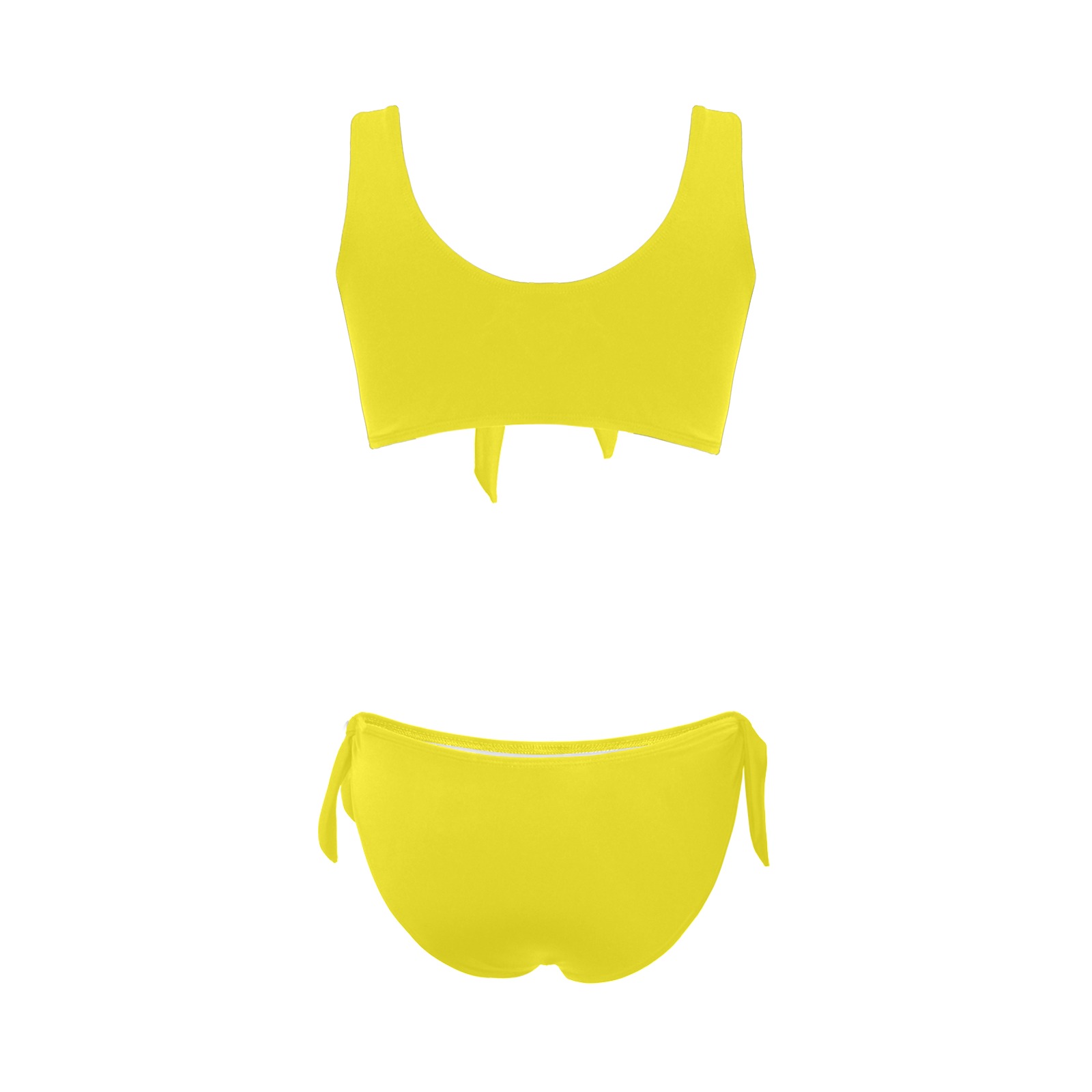 Neon Yellow Bow Tie Front Bikini Swimsuit Model S38 ID D7436792