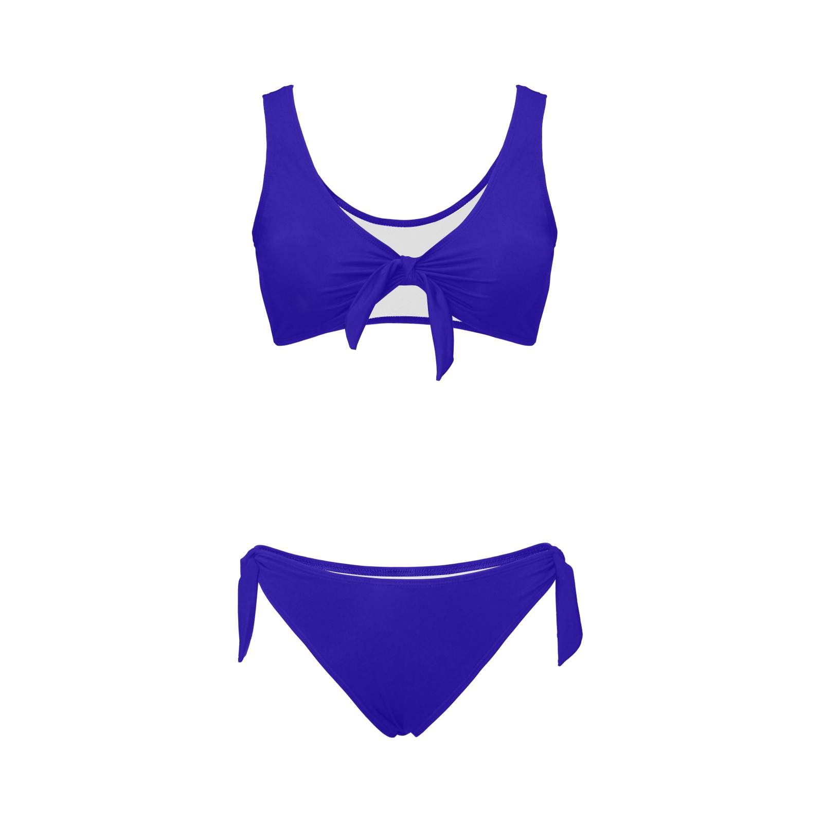 Neon Blue Bow Tie Front Bikini Swimsuit Model S ID D