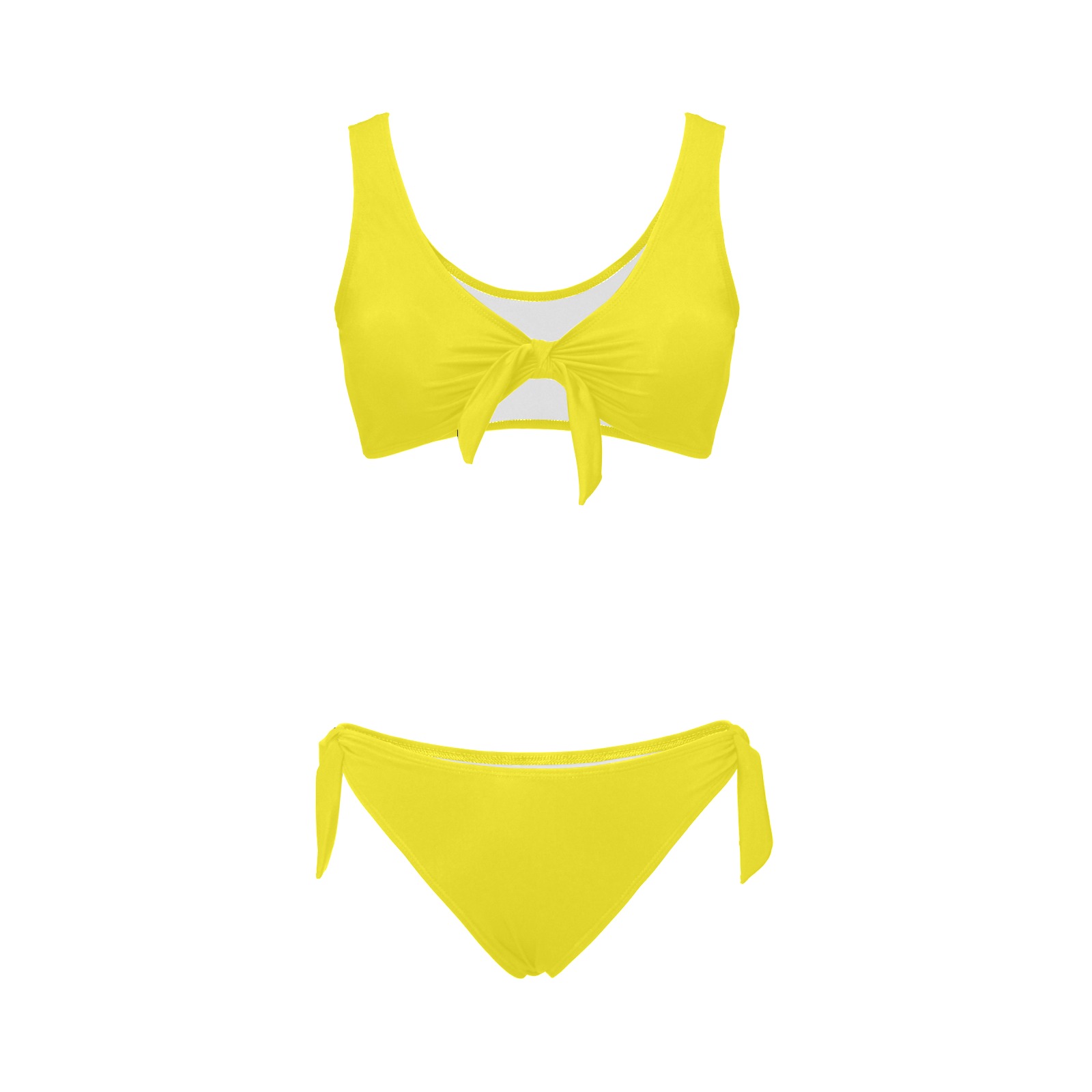 Neon Yellow Bow Tie Front Bikini Swimsuit Model S ID D