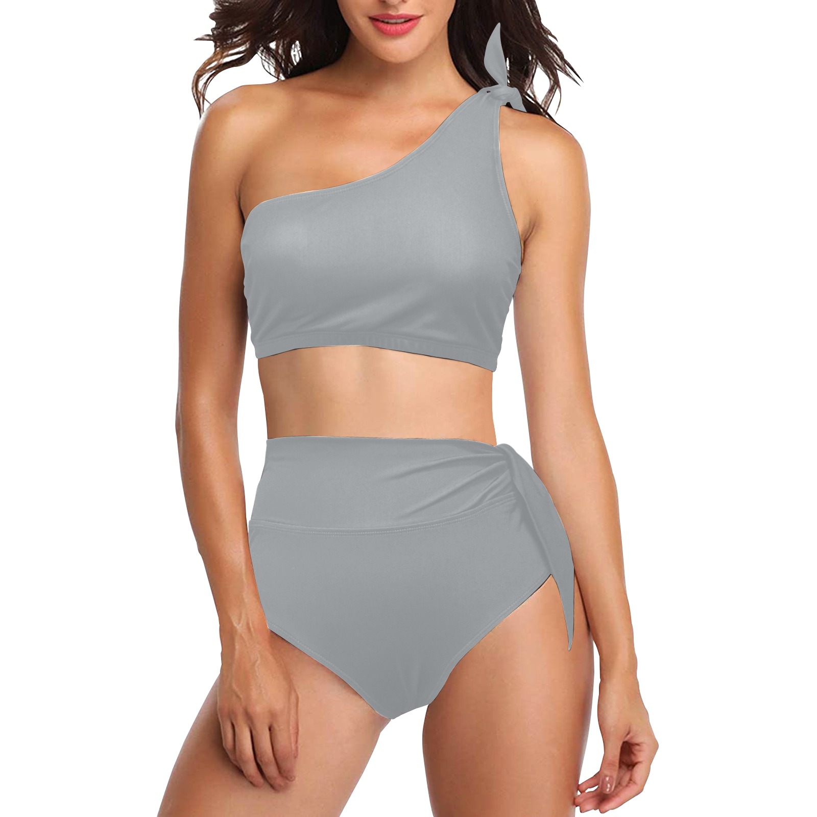 Ultimate Gray High Waisted One Shoulder Bikini Set Model S16 ID D5725611