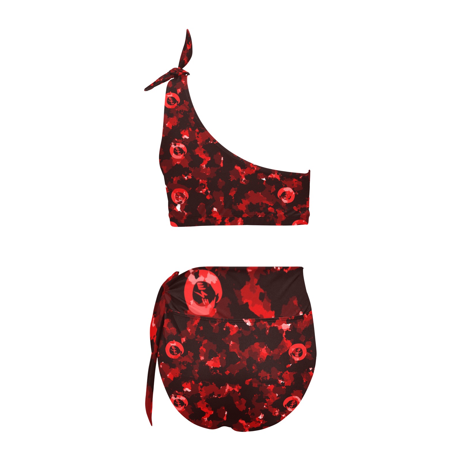 New Project 2 2 High Waisted One Shoulder Bikini Set Model S16