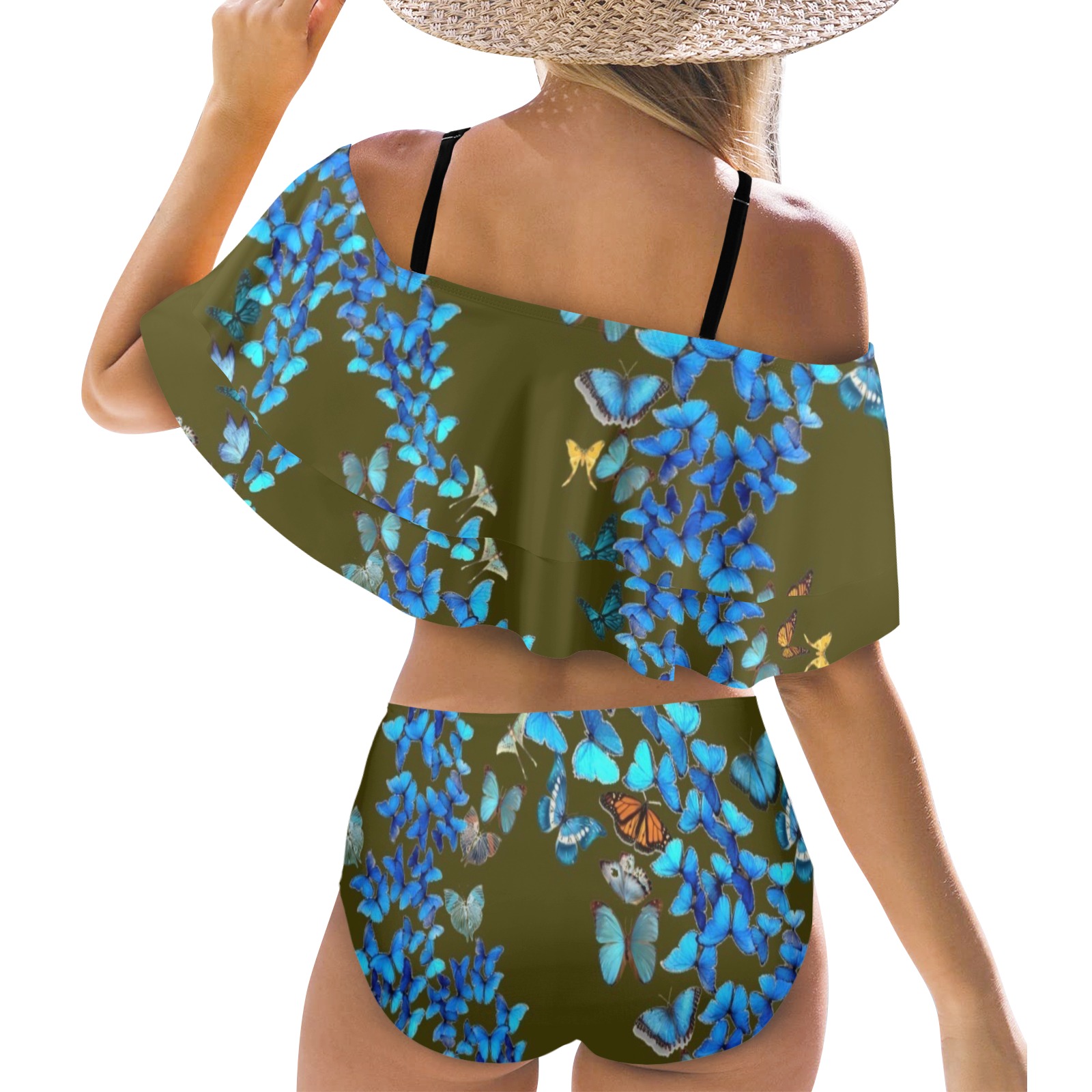 Floral Frise Women S Ruffle Off Shoulder Bikini Swimsuit Model S