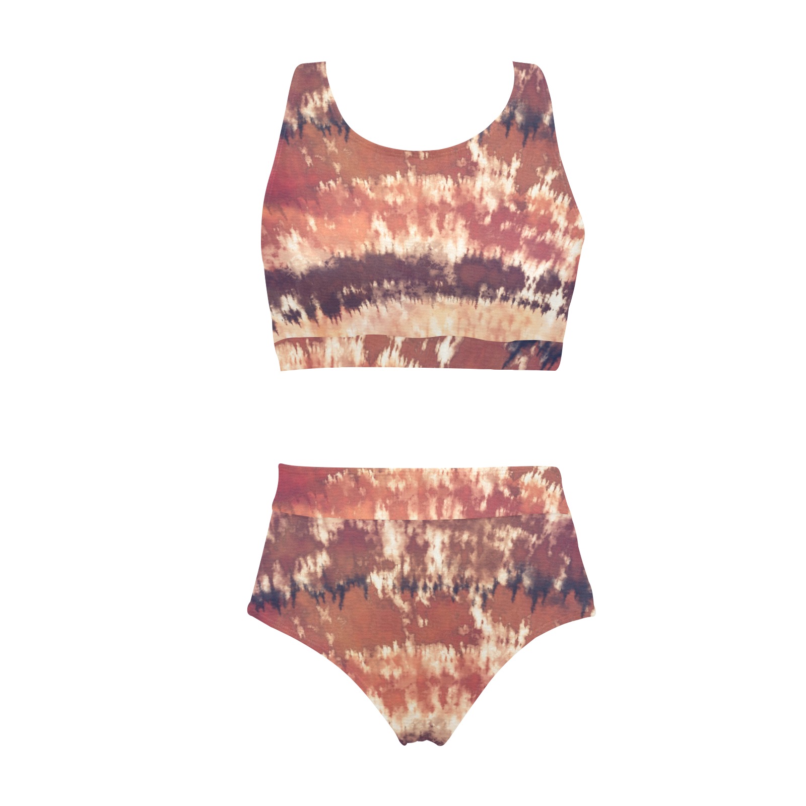 Rainbow Tie Dye Earth Tones Crop Top Bikini Set Model S21 ID