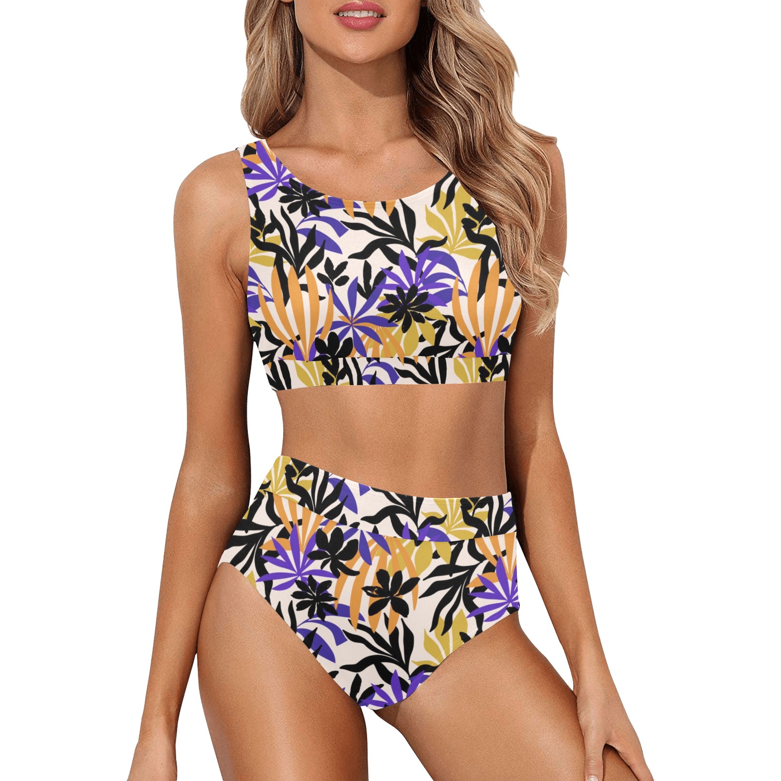 Tropical Color Asf B Crop Top Bikini Set Model S Id D