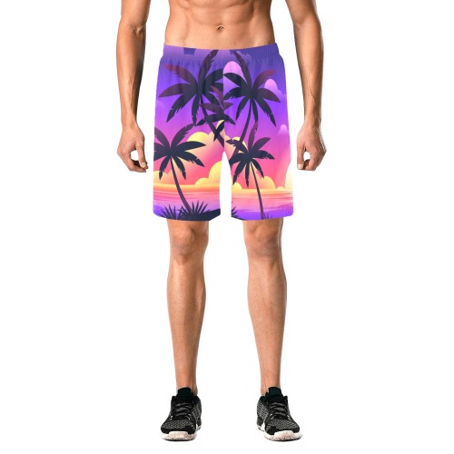 tropical sunset collectable fly Men's All Over Print Elastic Beach Shorts (Model L20)