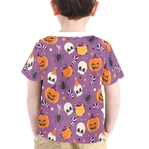 Halloween Purple Little Boys' All Over Print Crew Neck T-Shirt (Model T40-2)