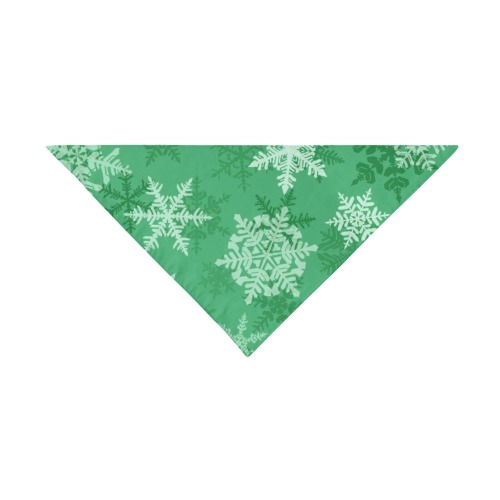 Snowflakes_green Pet Dog Bandana/Large Size