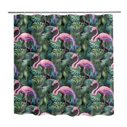 Flamingos Tropical Jungle Shower Curtain 72" x 72"