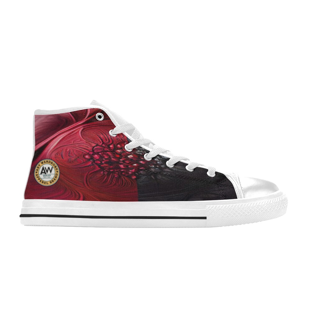 red and black shield Men’s Classic High Top Canvas Shoes (Model 017)