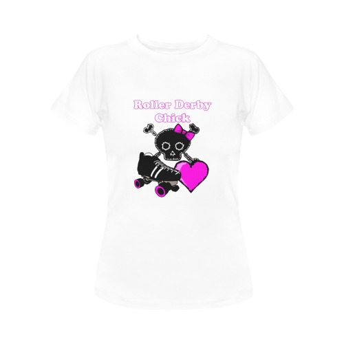 Roller Derby Chick (Pink) Women's T-Shirt in USA Size (Front Printing Only)