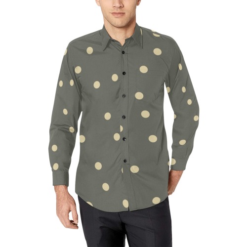 dots on grey Men's All Over Print Casual Dress Shirt (Model T61)