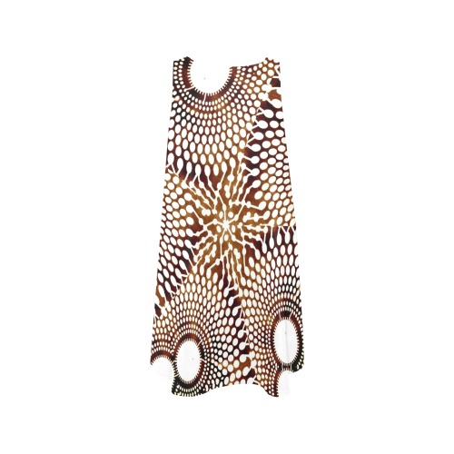 AFRICAN PRINT PATTERN 4 Sleeveless A-Line Pocket Dress (Model D57)