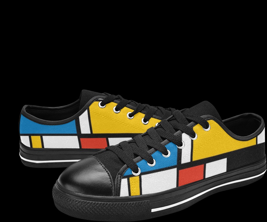 Mondrian De Stijl Modern Men's Classic Canvas Shoes (Model 018)