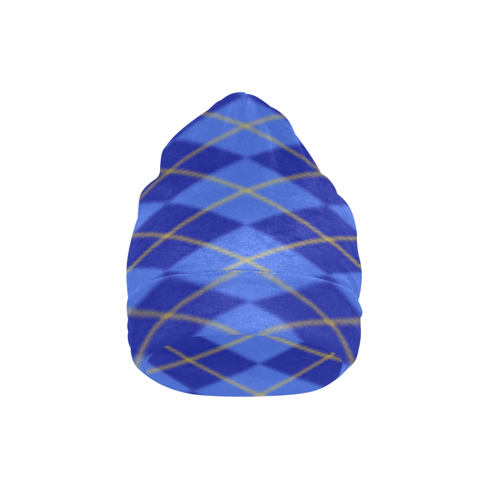 Dionio Clothing - Argyle Beanie ( Blue &  Yellow) All Over Print Beanie for Adults