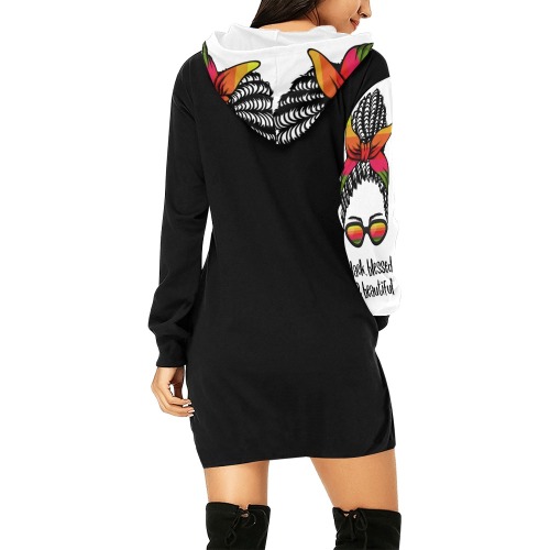 Women's Hoodie Dress Black All Over Print Hoodie Mini Dress (Model H27)