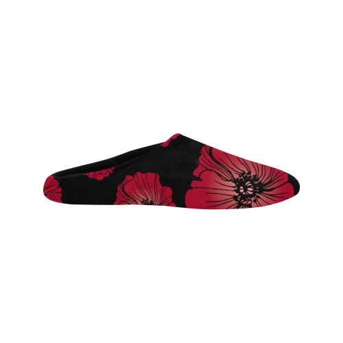 Ô Scarlet Poppy Scatter Women's Non-Slip Cotton Slippers (Model 0602)