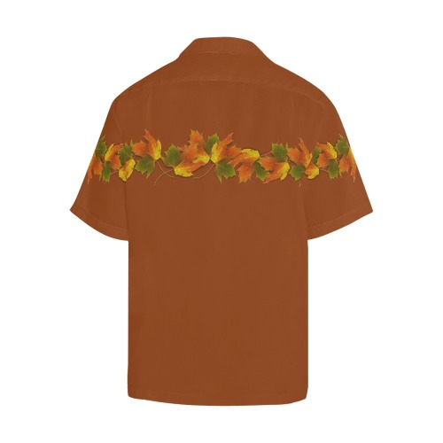 Golden Autumn Leaves - Brown Hawaiian Shirt (Model T58)