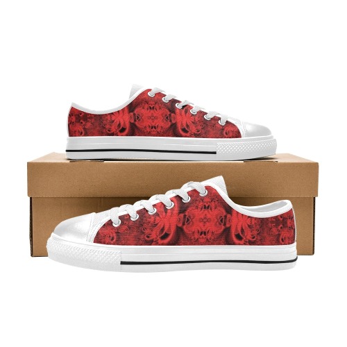 Autumn Reds in the Garden Frost Fractal Women's Classic Canvas Shoes (Model 018)