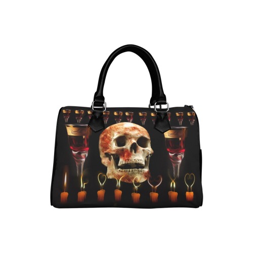 Skull Wine Candles Ritual Boston Handbag (Model 1621)