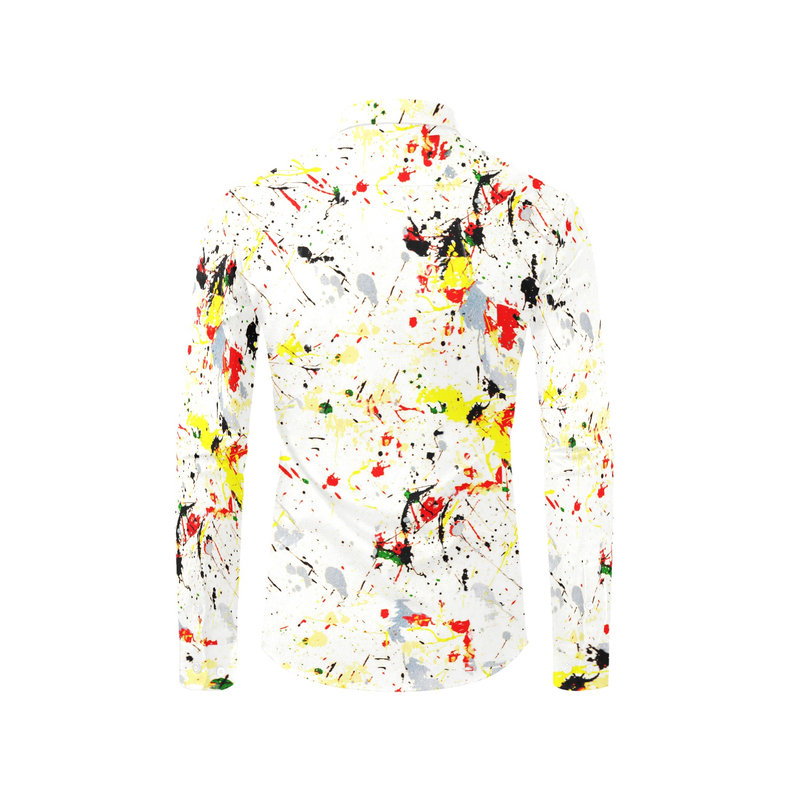 Yellow, Red, Black Paint Splatter Men's All Over Print Casual Dress Shirt (Model T61)