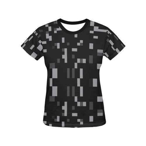 Gray and Black Color Blocks All Over Print T-Shirt for Women (USA Size) (Model T40)