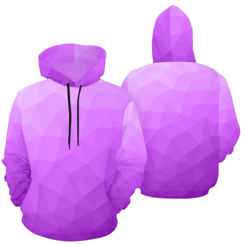 Purple gradient geometric mesh pattern All Over Print Hoodie for Women (USA Size) (Model H13)
