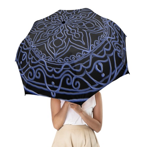 mandala 3D-10 bleu Semi-Automatic Foldable Umbrella (Model U12)