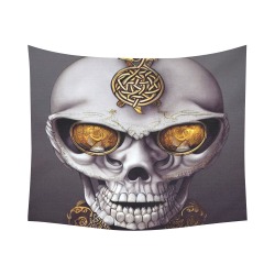 skull with gold eye's Cotton Linen Wall Tapestry 60"x 51"