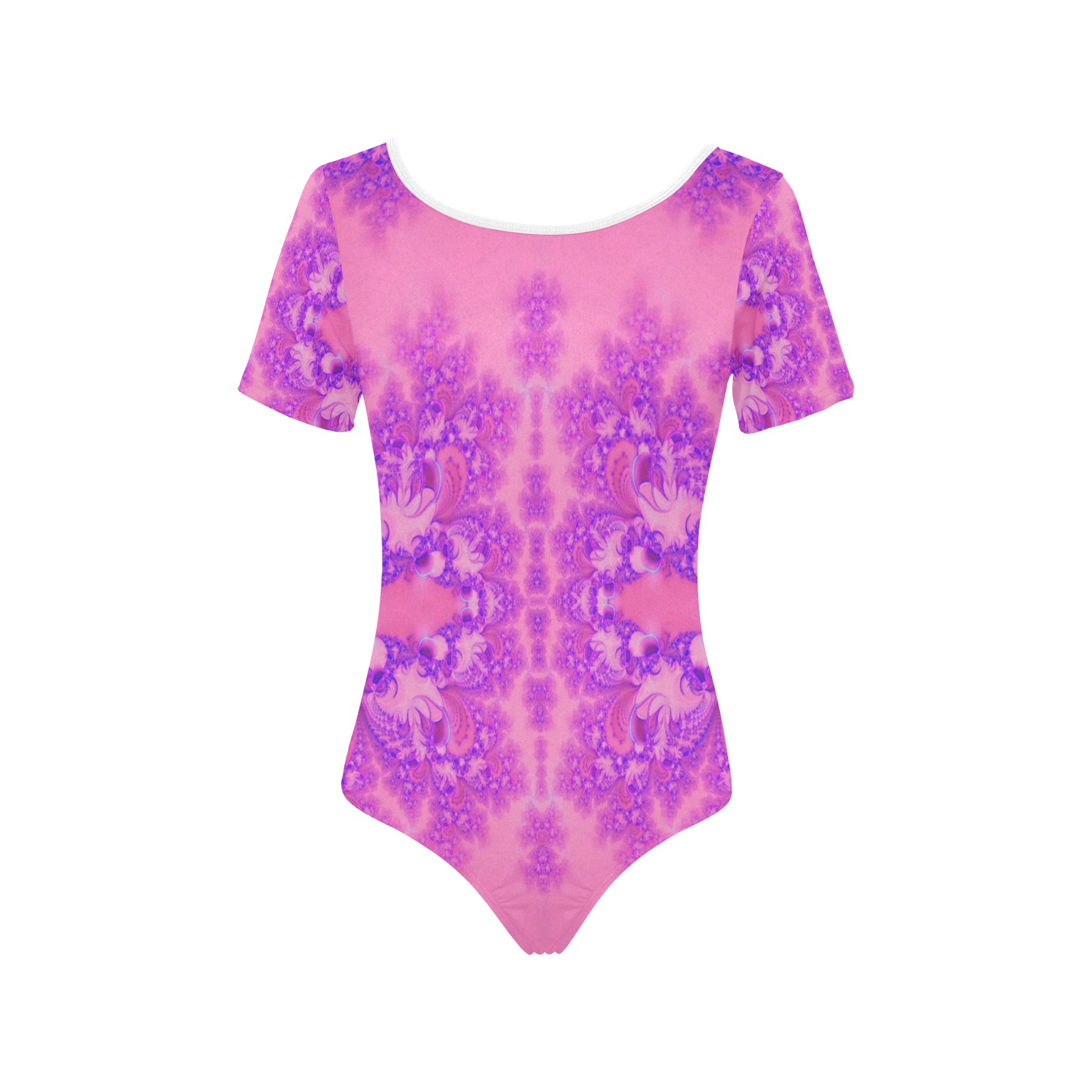 Purple and Pink Hydrangeas Frost Fractal Women's Short Sleeve Bodysuit