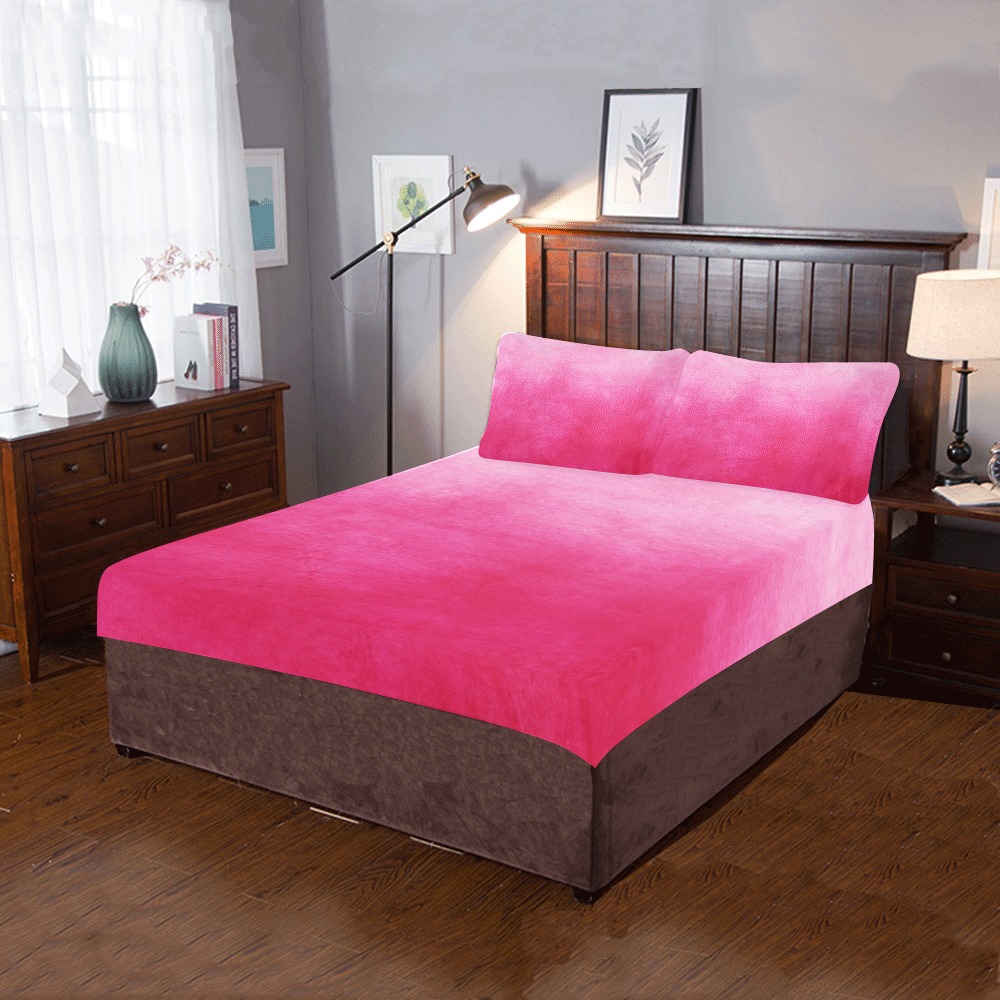 Ombre Watercolor Pink 3-Piece Bedding Set