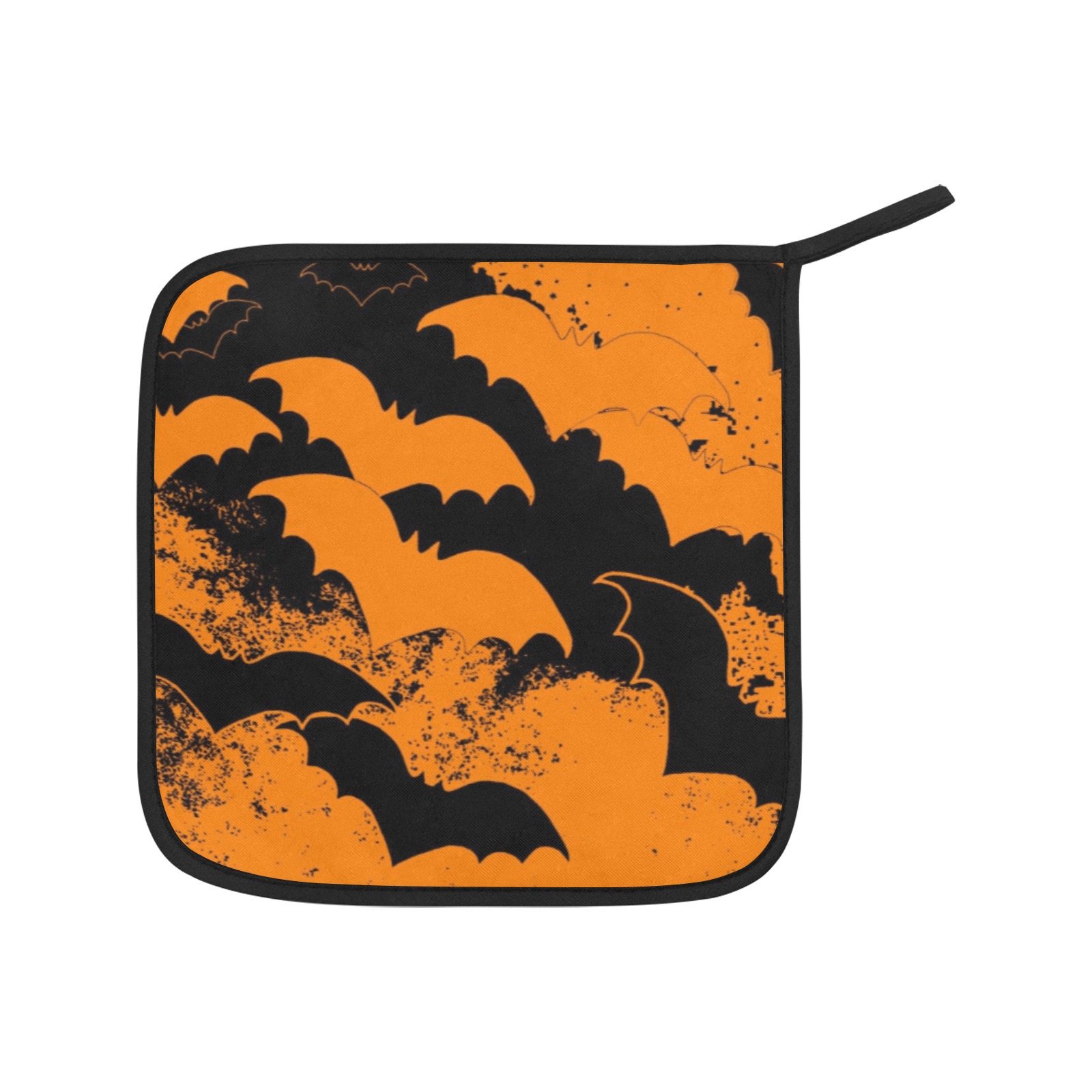 Black Bats In Flight Orange Oven Mitt & Pot Holder