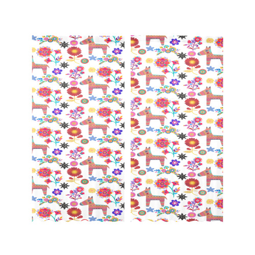 Alpaca Pinata and Flowers Gauze Curtain 28"x84" (Two-Piece)