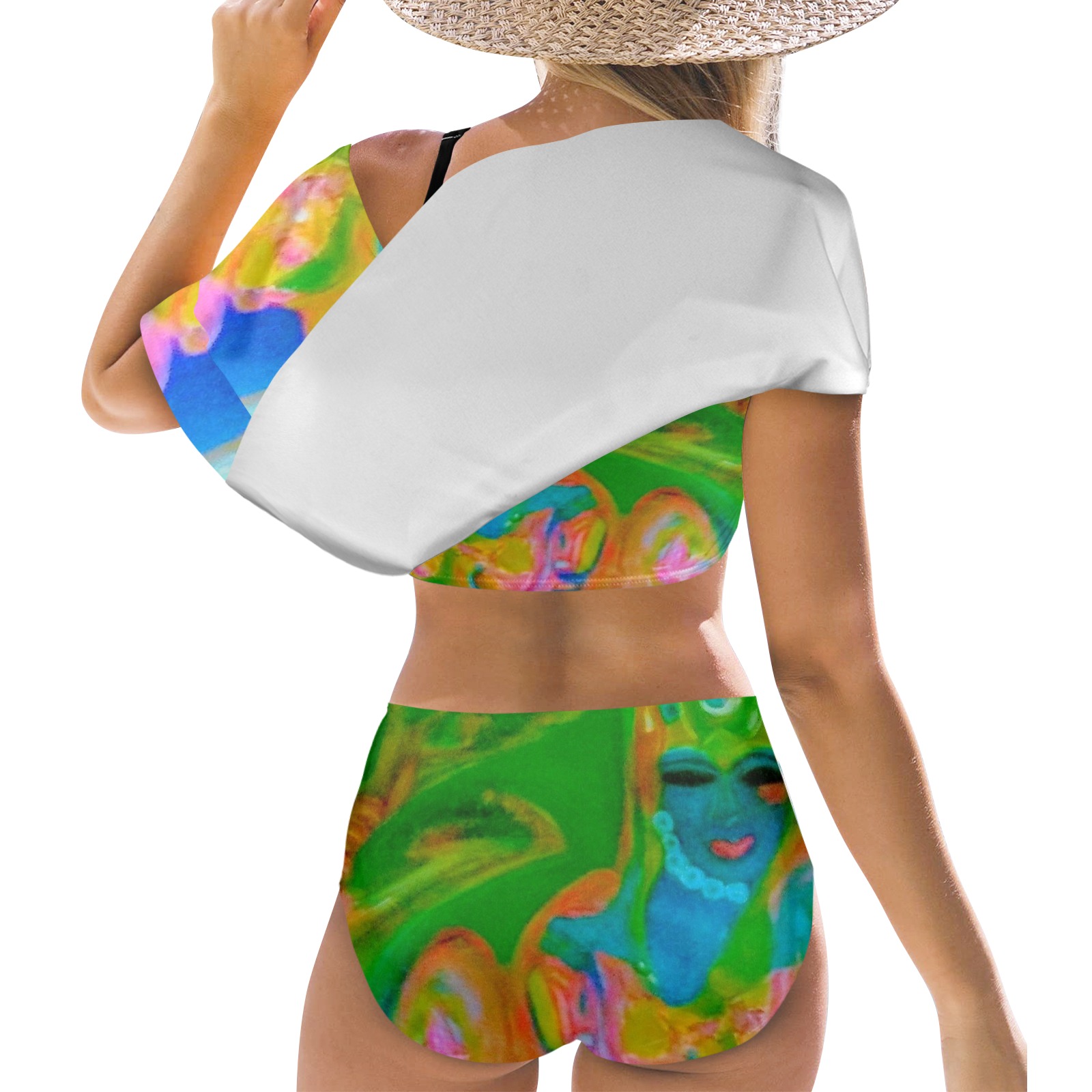 Queen Mermaid 2 Collection Women's Ruffle Off Shoulder Bikini Swimsuit (Model S45)