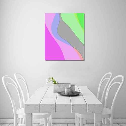 Abstract 703 - Retro Groovy Pink And Green Frame Canvas Print 20"x24"