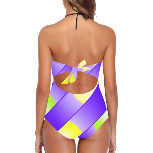 I love Violet Lace Band Embossing Swimsuit (Model S15)