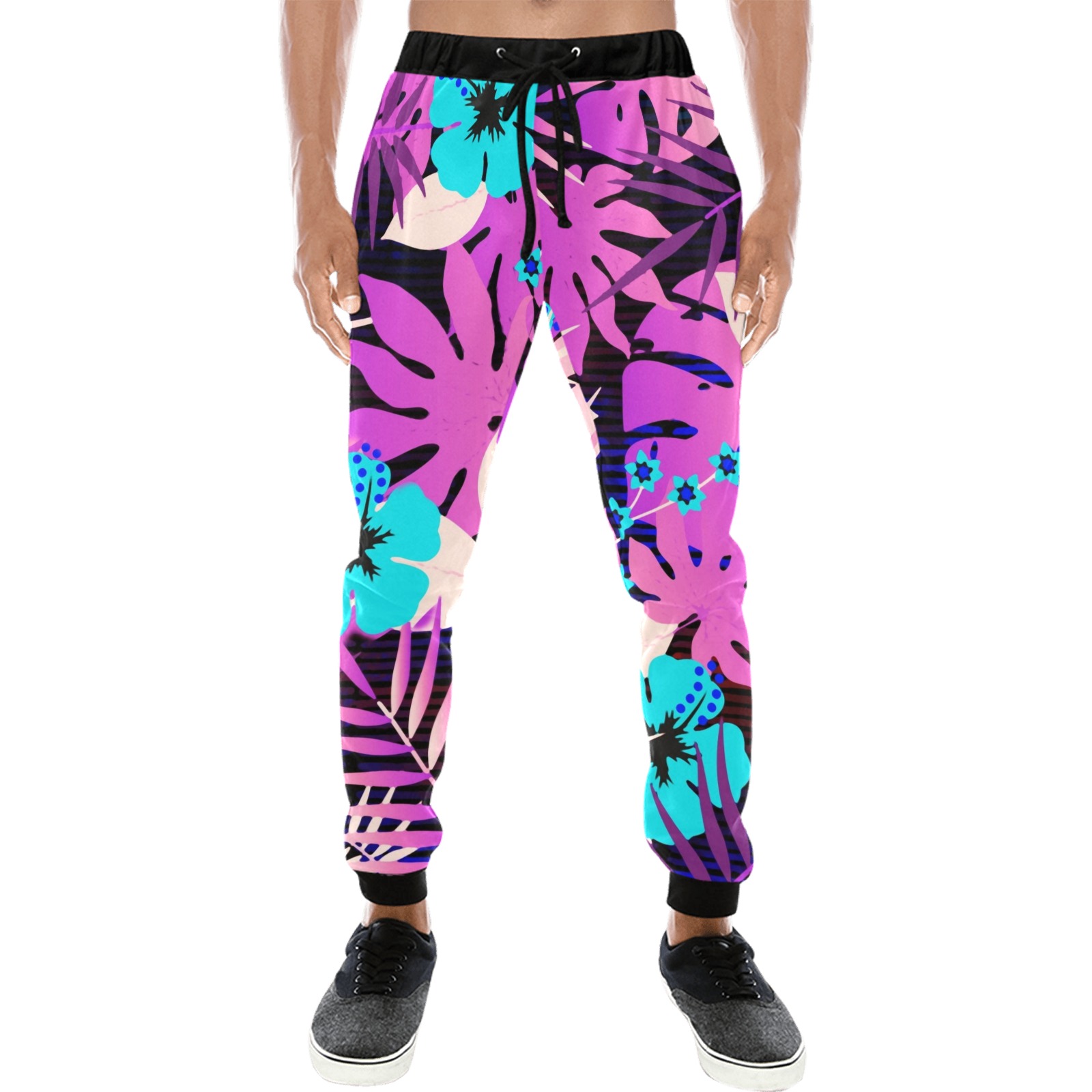 GROOVY FUNK THING FLORAL PURPLE Men's All Over Print Sweatpants (Model L11)
