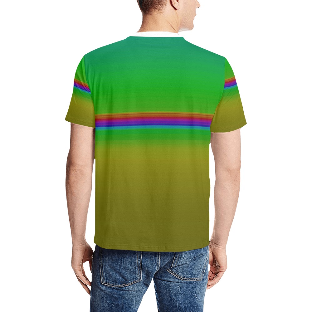 rainbow colours Men's All Over Print T-Shirt (Solid Color Neck) (Model T63)