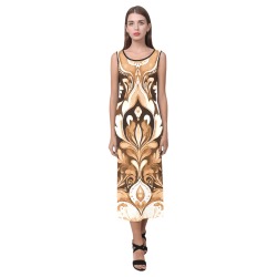 Western Embossed Leather Look Phaedra Sleeveless Open Fork Long Dress (Model D08)