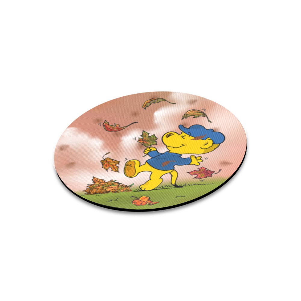Ferald Dancing Amongst The Autumn Leaves Round Mousepad
