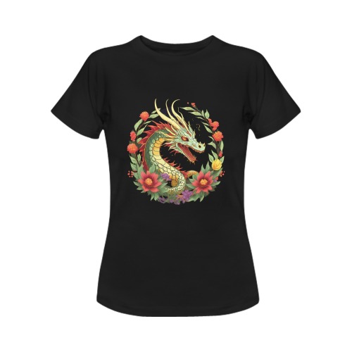 dragon on a black background 5 Women's T-Shirt in USA Size (Front Printing Only)