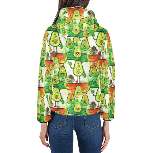 Holy Guacamole by Nico Bielow Women's Padded Hooded Jacket (Model H46)