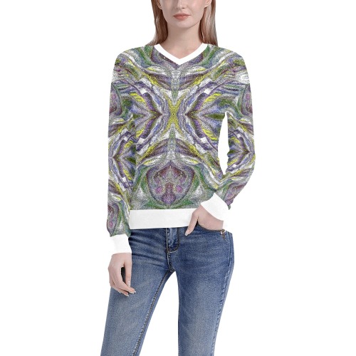 impression Women's All Over Print V-Neck Sweater (Model H48)