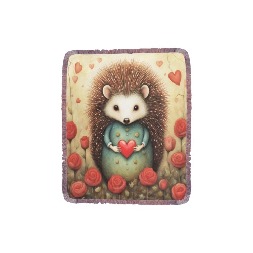 Hedgehog Love 2 Ultra-Soft Fringe Blanket 30"x40" (Mixed Pink)