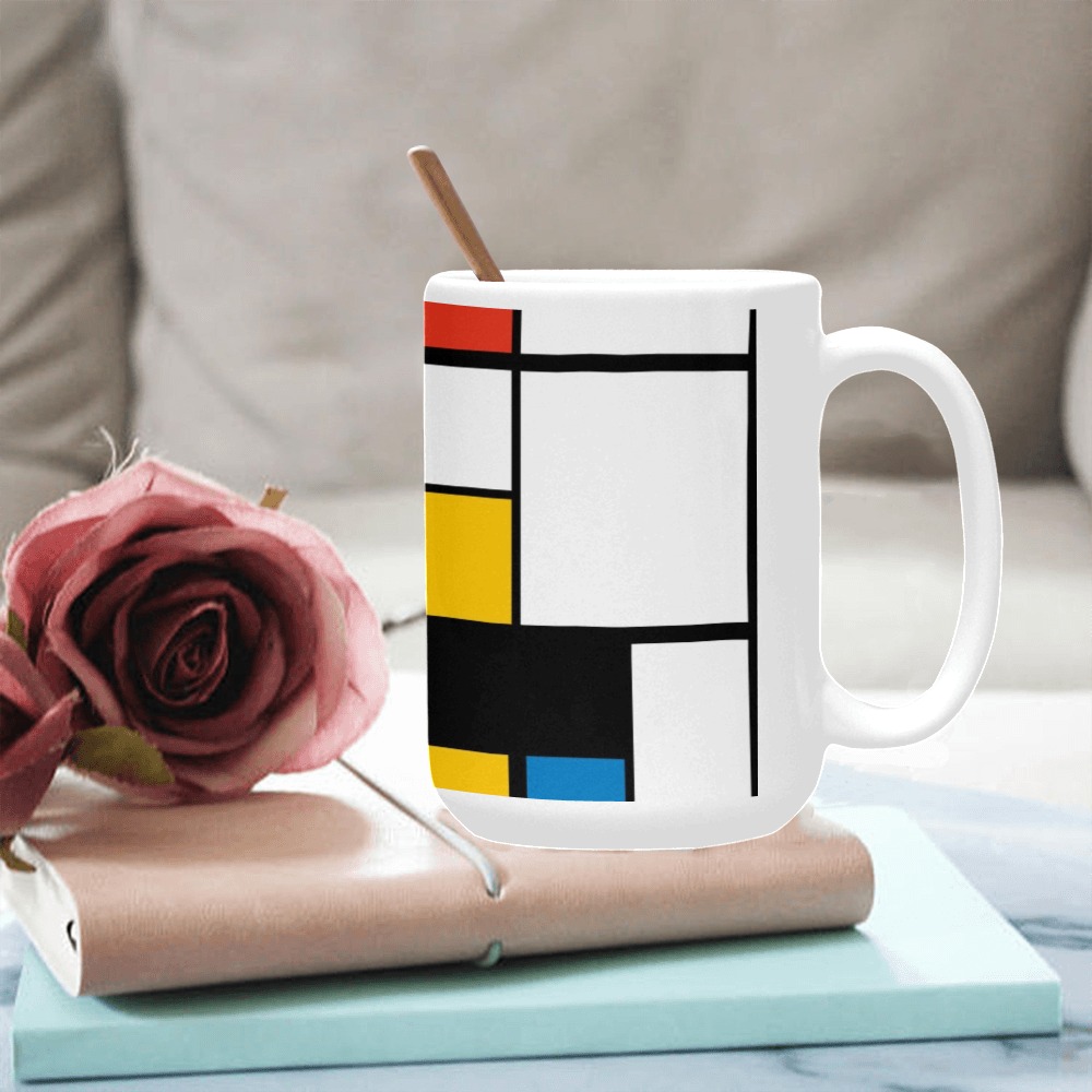 Mondrian De Stijl Modern Custom Ceramic Mug (15OZ)